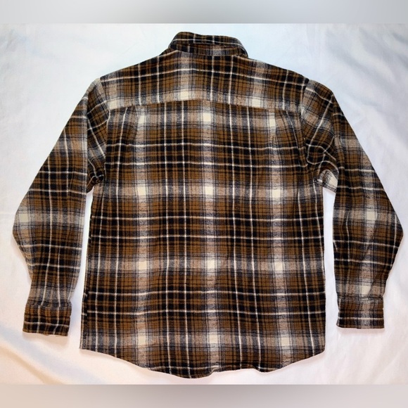 Wolverine Men’s Size M Brown & White Flannel Heavyweight Button Up Over Shirt - Picture 6 of 6